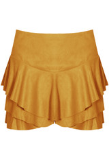 Suede Frilled Flowing Skort