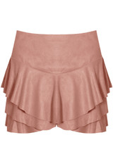 Suede Frilled Flowing Skort