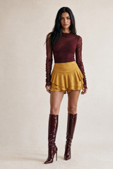 Suede Frilled Flowing Skort