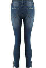 Denim Blue Ankle Grazers Shredded Jeans