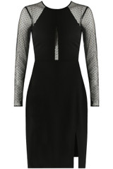 Black Netted Side Slit Bodycon Dress