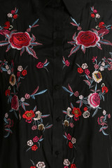 Contrast Floral Embroidered Shirt Tops - 3 Colours