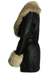 Fur Trim Tie Up PU Coat - 4 Colours