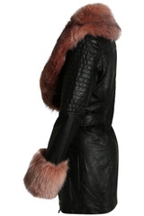 Fur Trim Tie Up PU Coat - 4 Colours