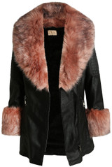 Fur Trim Tie Up PU Coat - 4 Colours