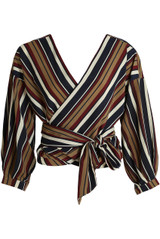 Striped Crossover Blouse - 2 Colours