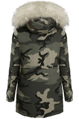 Camouflage Parka Coat with Fur Hood - 5 Colours