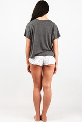 Exclusive Cat Slogan T-Shirt & Shorts Pyjama Set Grey