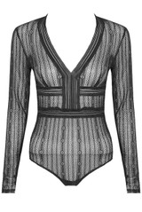 Front Low Neck Netted Bodysuit -  3 Colours