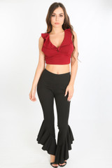 Frilled Side Zip Up Crop Tops - 5 Colours