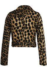 Leopard Cropped Biker Jacket