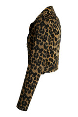 Leopard Cropped Biker Jacket