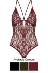 Embroidery Lace Criss Cross Back Bodysuit - 3 Colours