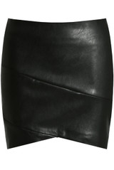 Black PVC Back Zip Up Mini Skirt