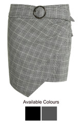 Glen Plaid Crossover Mini Skirt