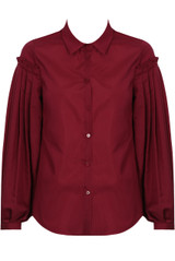Pleated Sleeve Front Button Up Shirt Tops - 5 Colours