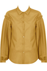 Pleated Sleeve Front Button Up Shirt Tops - 5 Colours