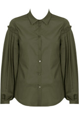 Pleated Sleeve Front Button Up Shirt Tops - 5 Colours