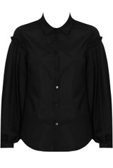 Pleated Sleeve Front Button Up Shirt Tops - 5 Colours