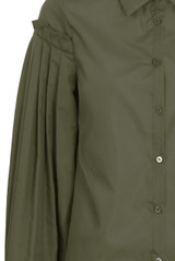 Pleated Sleeve Front Button Up Shirt Tops - 5 Colours