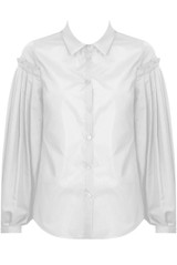 Pleated Sleeve Front Button Up Shirt Tops - 5 Colours