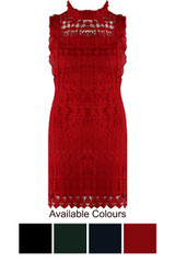 Crochet Lace Overlay Bodycon Dress  - 4 Colours