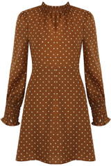 Polka Dot Ruffle Neck Shift Dress - 3 Colours