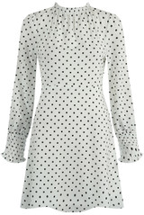 Polka Dot Ruffle Neck Shift Dress - 3 Colours