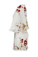 Contrast Floral Print Bell Sleeve Playsuit - 3 Colours