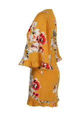 Contrast Floral Print Bell Sleeve Playsuit - 3 Colours