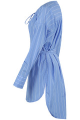 Striped Front Tie Up Asymmetric Shirt Dress - 2 Colours