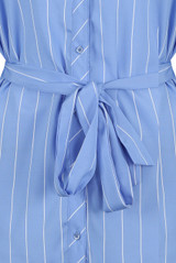 Striped Front Tie Up Asymmetric Shirt Dress - 2 Colours