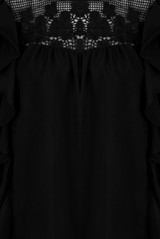 Frill Trim Blouse with Crochet Shoulders - 3 Colours