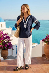 Embroidered Cotton Blend Blouse