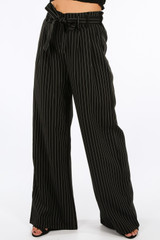Pinstripes Tie Up Ruffled Trousers - 3 Colours