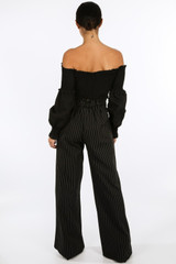 Pinstripes Tie Up Ruffled Trousers - 3 Colours