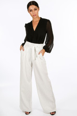 Pinstripes Tie Up Ruffled Trousers - 3 Colours