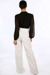 Pinstripes Tie Up Ruffled Trousers - 3 Colours