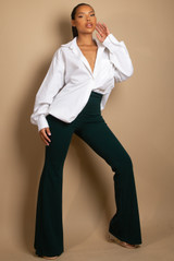 High Waisted Crepe Flare Trousers