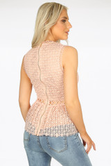 Lace Overlay Peplum Tops - 3 Colours