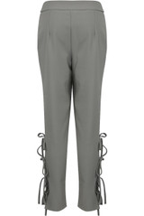 High Waisted Leg Slit Tie Up Trousers - 2 Colours