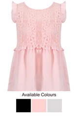 Lace Overlay Pleated Tops - 3 Colours