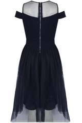 Off Shoulder Net Overlay Skater Dress - 2 Colours