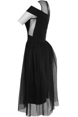 Off Shoulder Net Overlay Skater Dress - 2 Colours