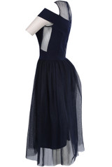 Off Shoulder Net Overlay Skater Dress - 2 Colours
