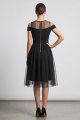 Off Shoulder Net Overlay Skater Dress - 2 Colours