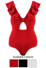 Frill Twist Front Bodysuit - 3 Colours
