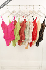 Floral Lace Crochet Scallop Bodysuit - 12 New Colours