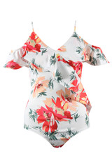 Floral Ruffle Crossover Bodysuit - 2 Colours