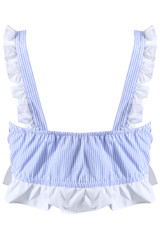 Blue Stripes Ruffle Trim Crop Top